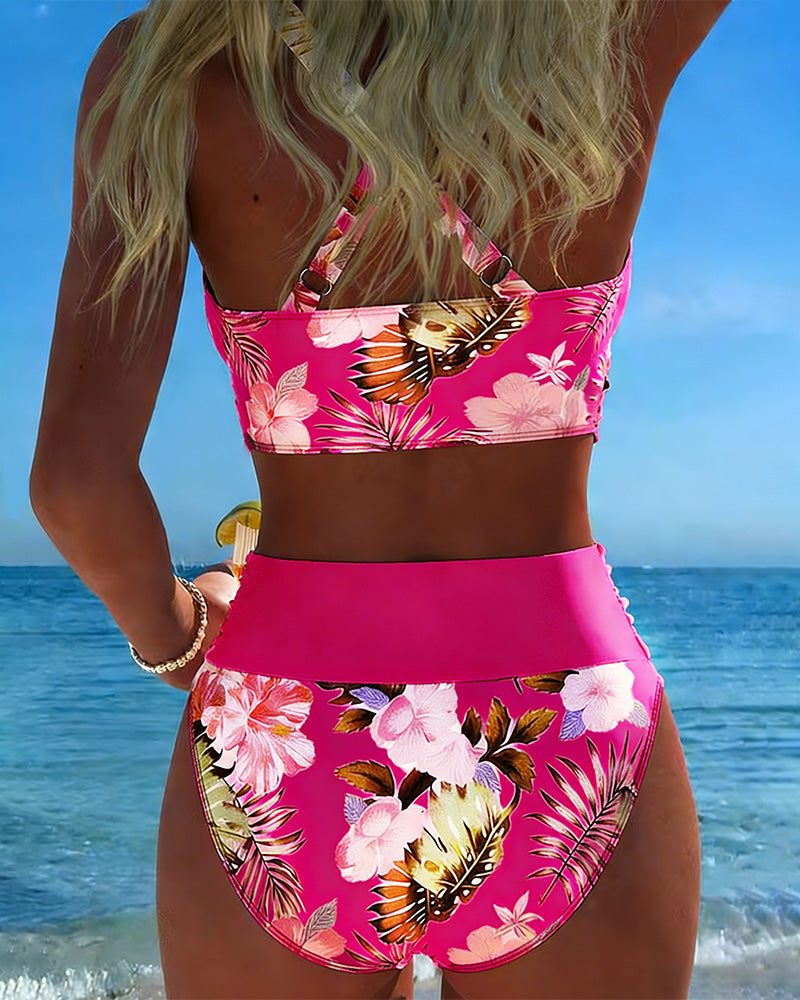Jolina™ | Bloemige Contrast Split Bikini