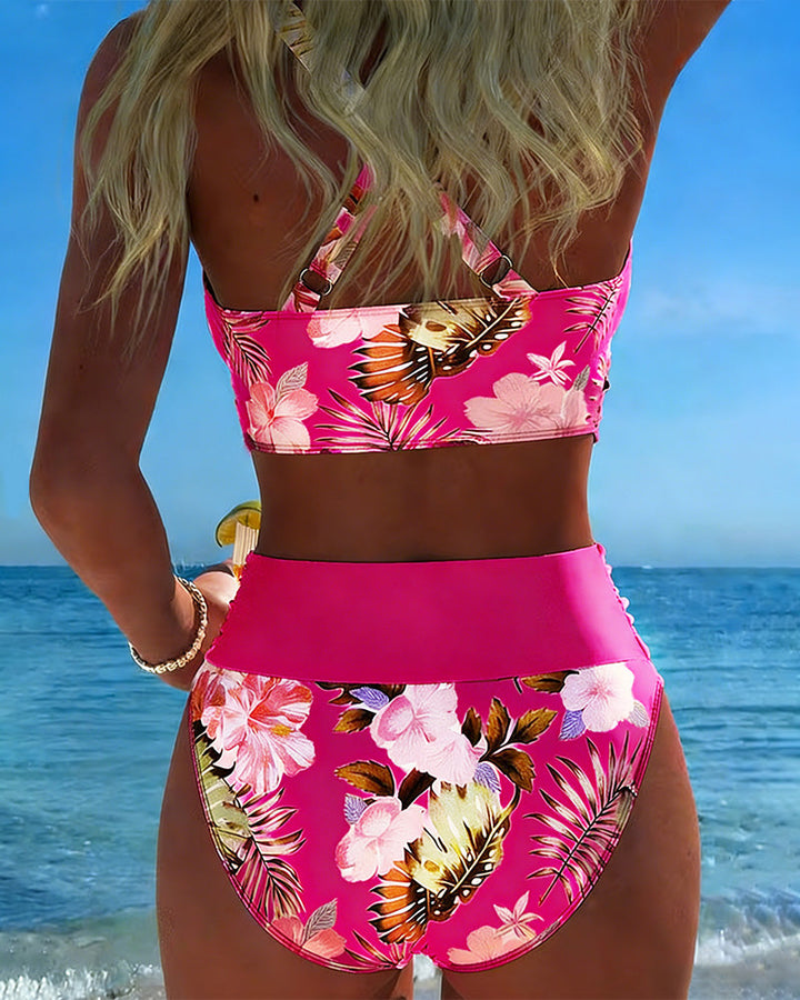 Jolina™ | Bloemige Contrast Split Bikini