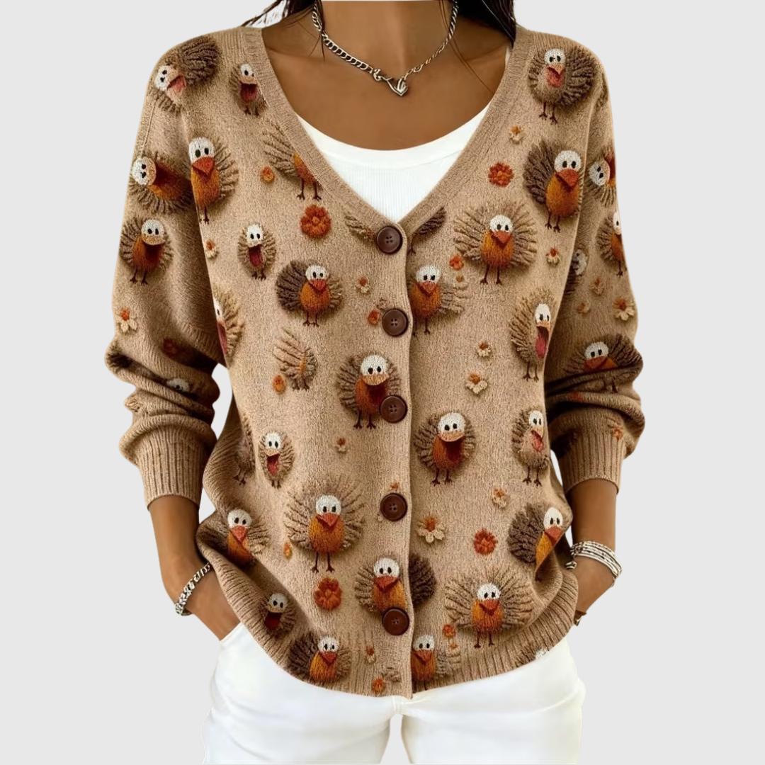 Greta | Gebreide Hoodies met Vogelmotief