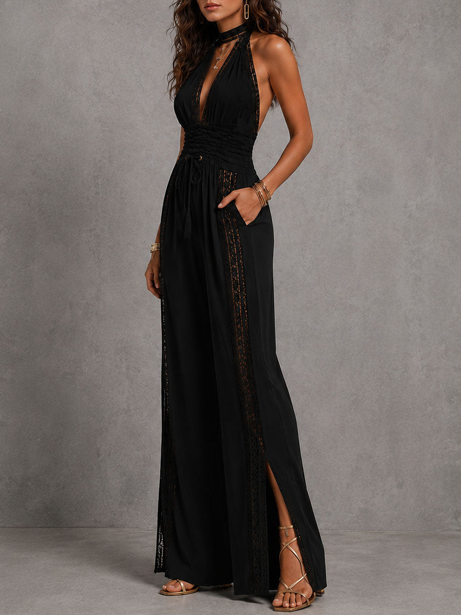 Astrid | Boho Kant Wijde-Pijpen Jumpsuit