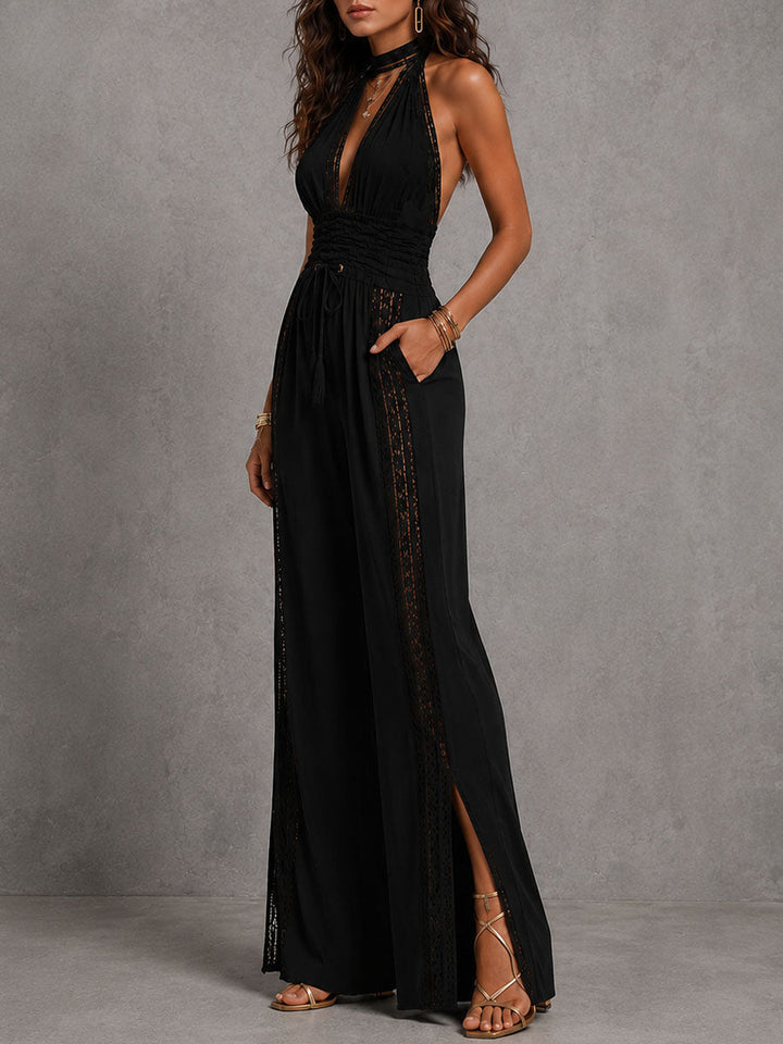 Astrid | Boho Kant Wijde-Pijpen Jumpsuit