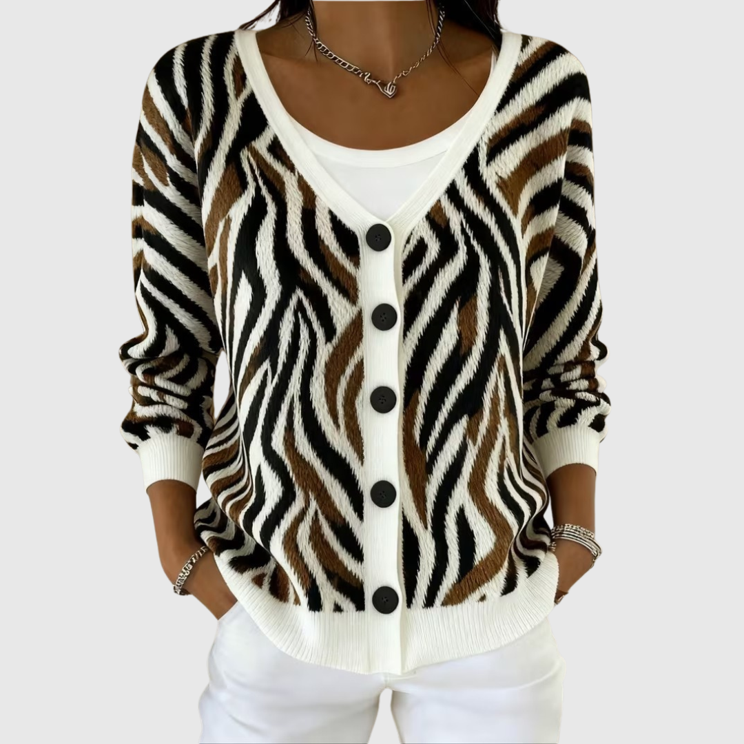 Hicran | Gebreide Hoodies met Zebrapatroon