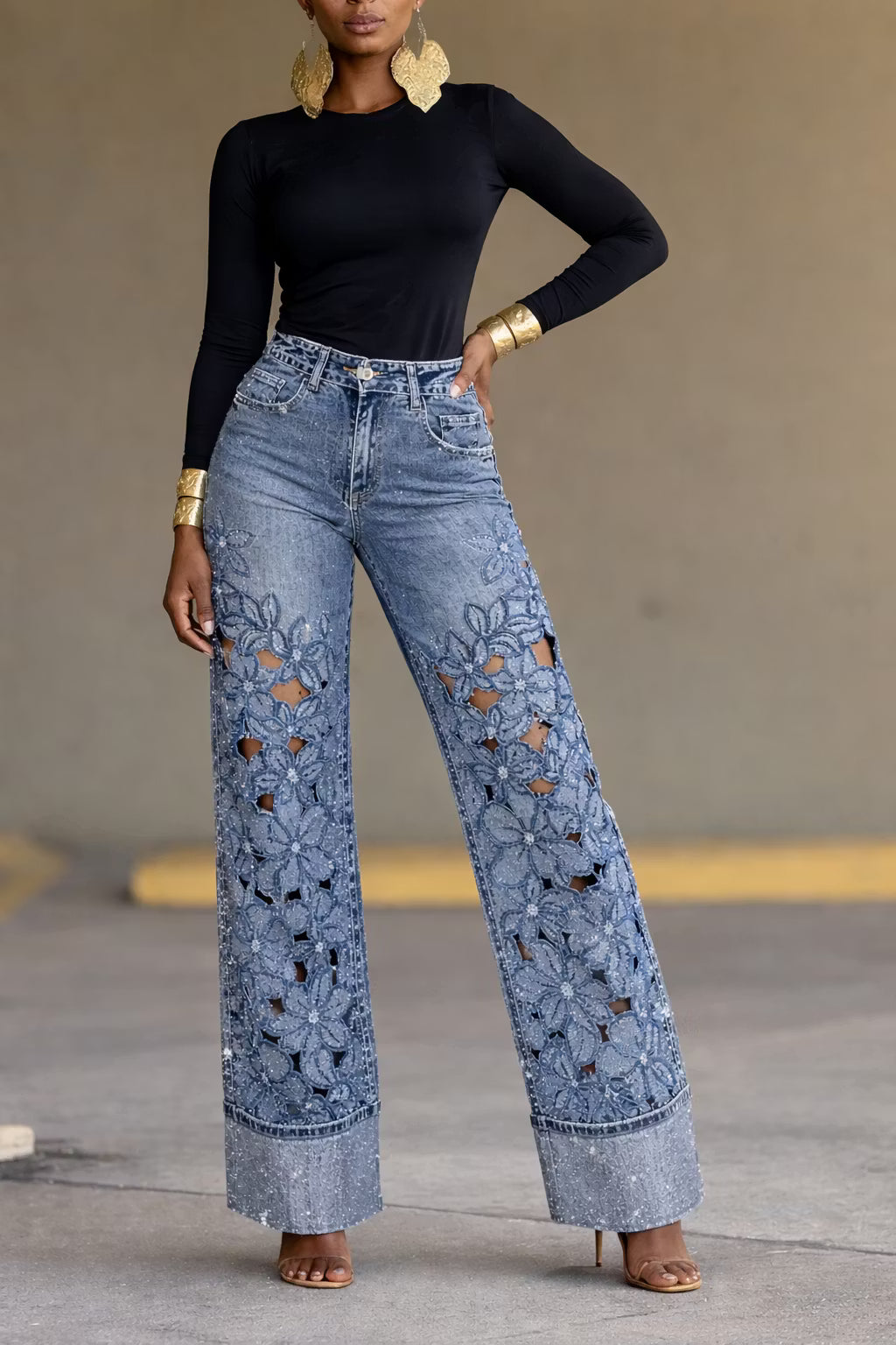 Mariel | Denim Bloom Broek