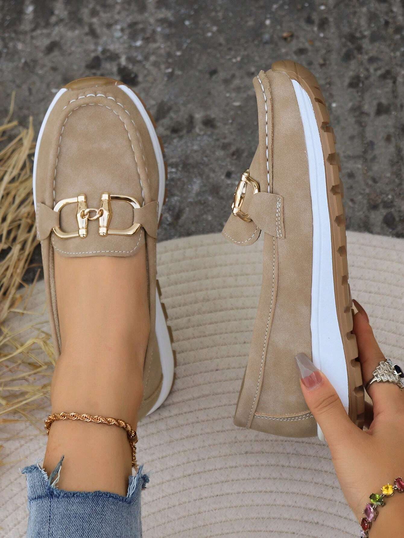 Ellie - Platte Mocassins met Gesp
