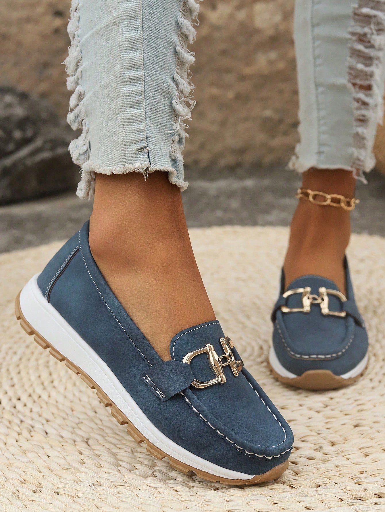 Ellie - Platte Mocassins met Gesp