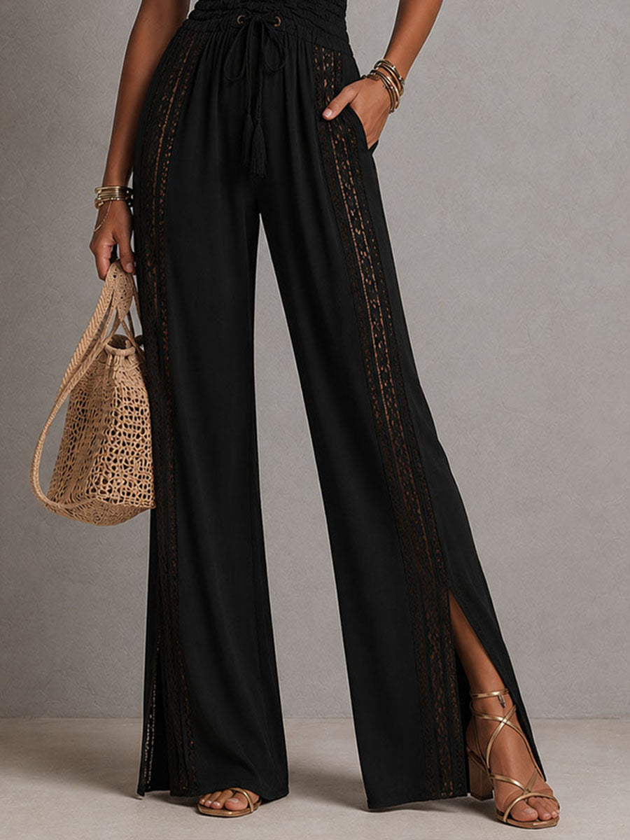 Astrid | Boho Kant Wijde-Pijpen Jumpsuit
