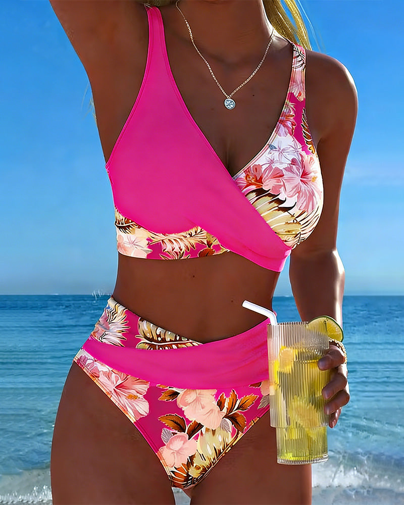 Jolina™ | Bloemige Contrast Split Bikini