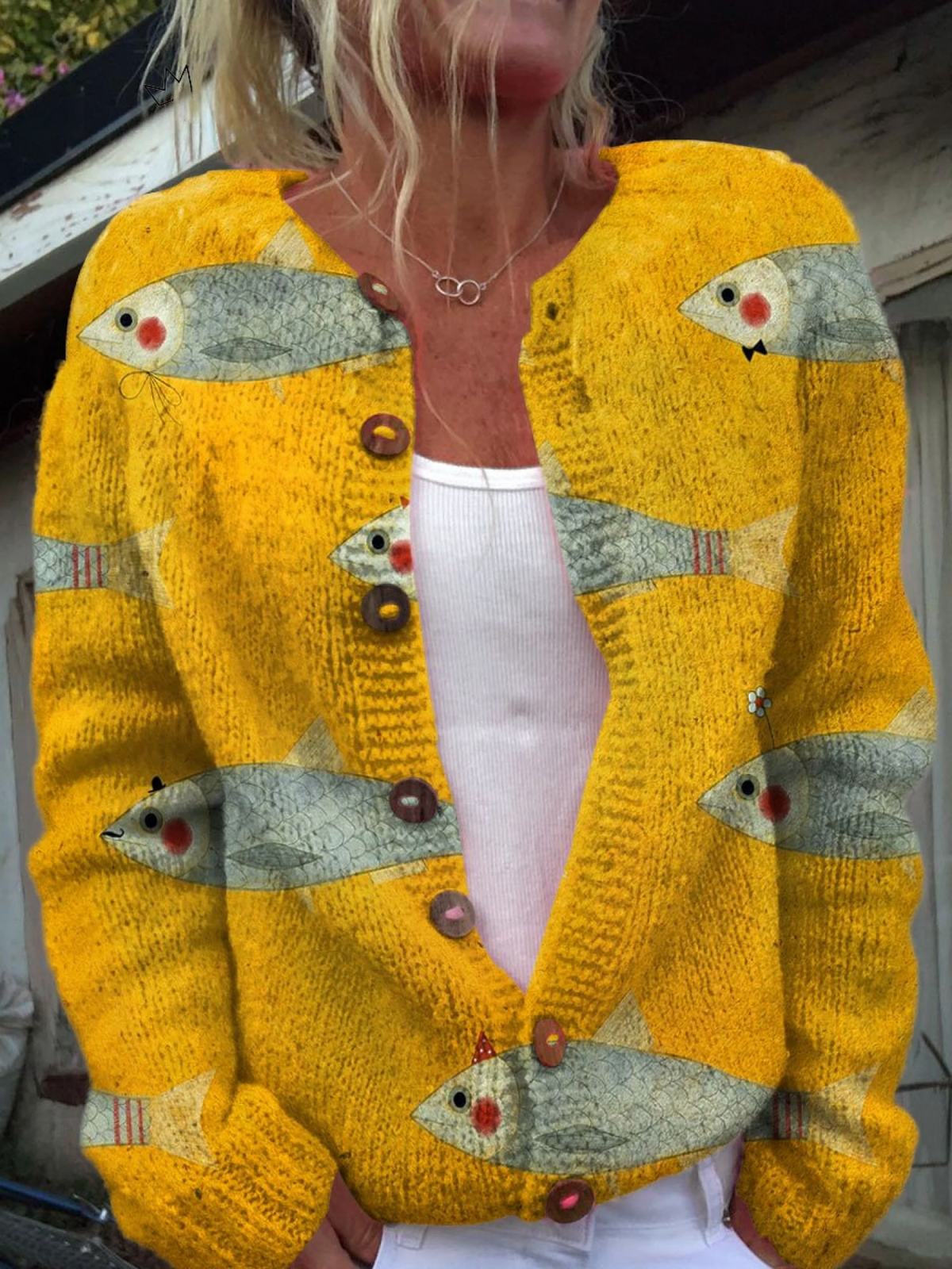 Mayra | Comfortabel vest met vissenprint