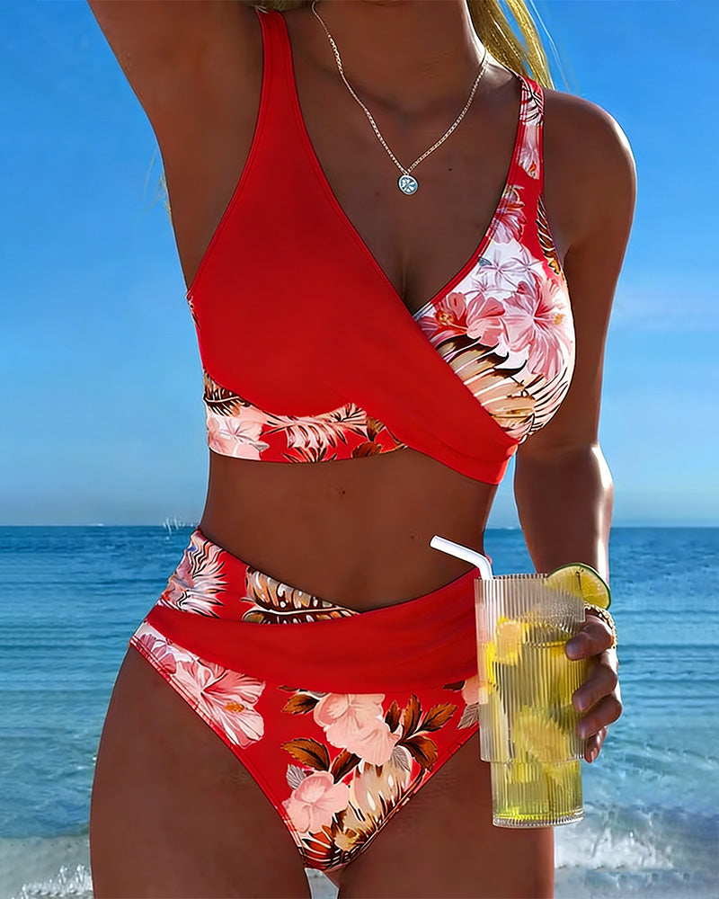 Jolina™ | Bloemige Contrast Split Bikini