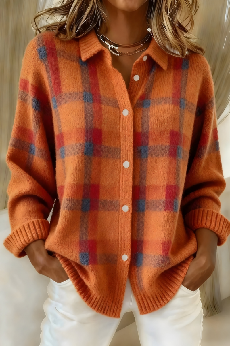Olive | Geruite Cardigan