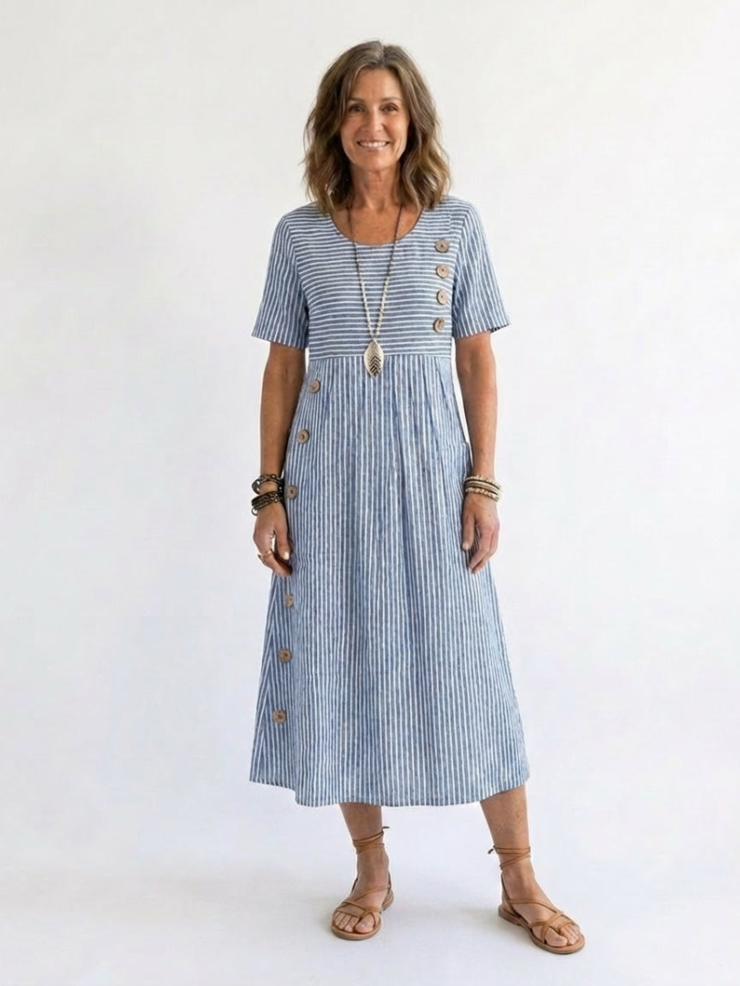 Wanda™ Gestreepte Midi-jurk