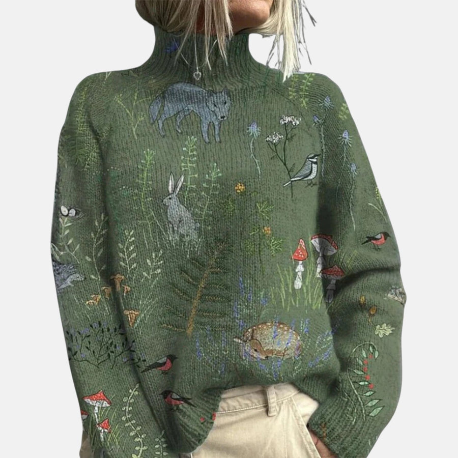 Ditte | Gebreide trui met print