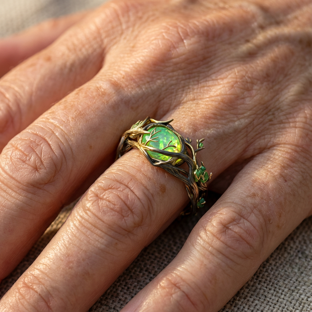 Groene Opal Natuur Ring