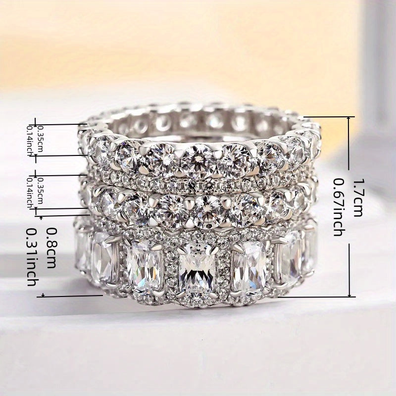 Classic Bridal Style 4-delige Stapelbare Zirkonia Ring Set
