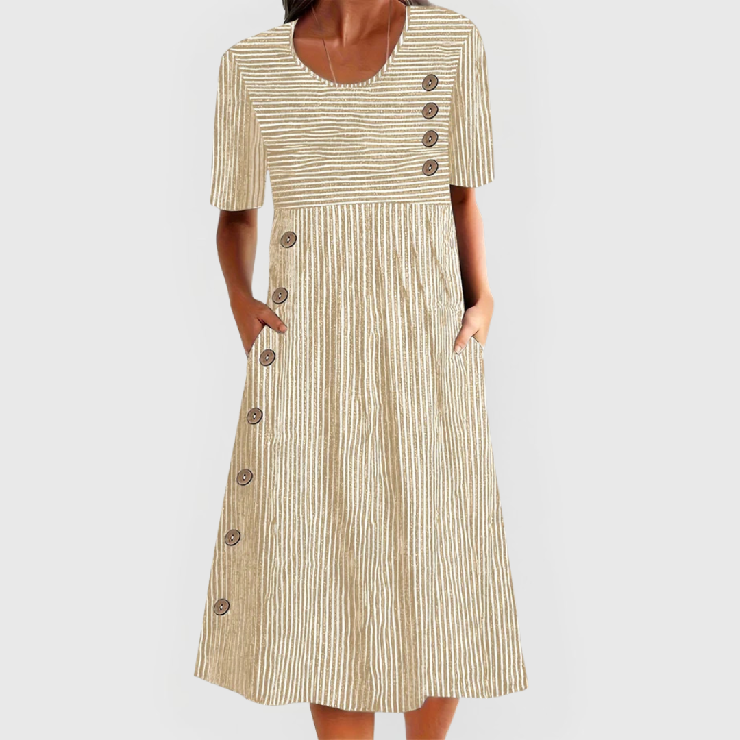 Wanda™ Gestreepte Midi-jurk