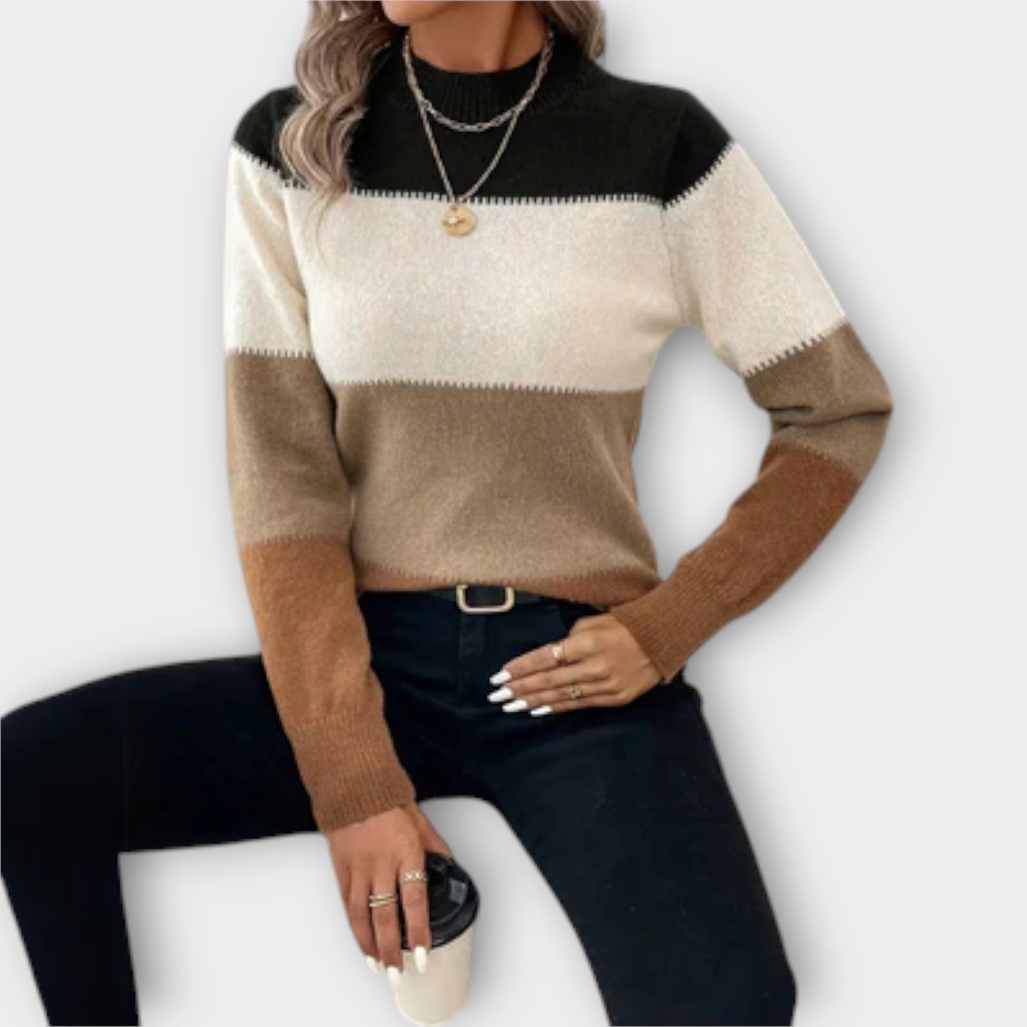 Roya | Gestreepte colorblock trui