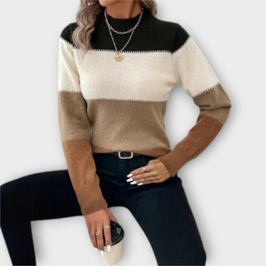 Roya | Gestreepte colorblock trui