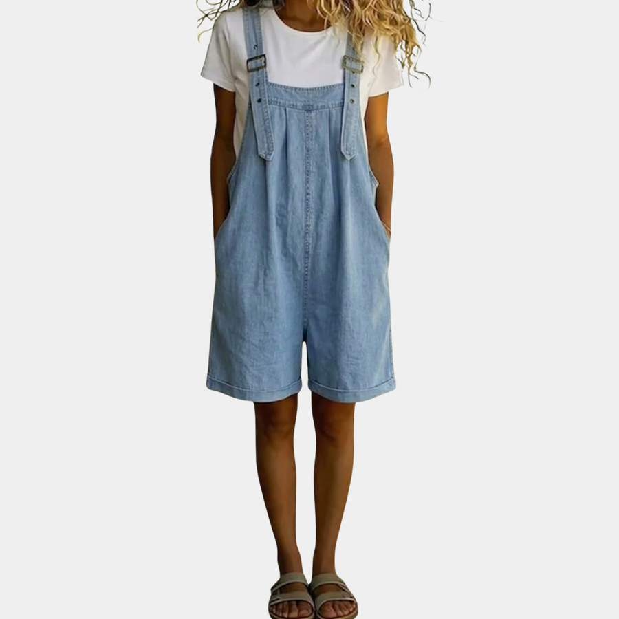 Clara | Salopette van Zacht Katoenen Denim met Vintage Effect Lichtblauw Gewassen