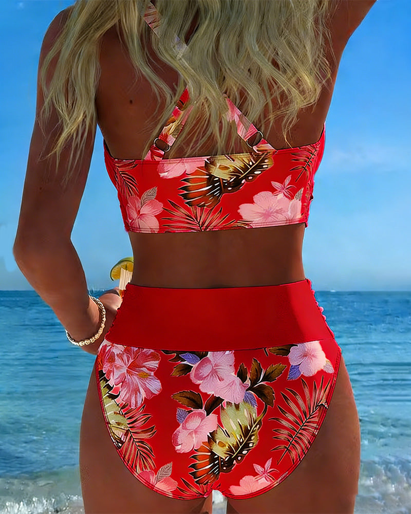 Jolina™ | Bloemige Contrast Split Bikini