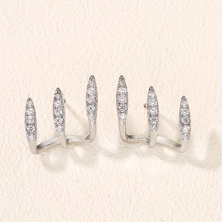 Elegante Oorbellen met Drie Klauwen en Strass