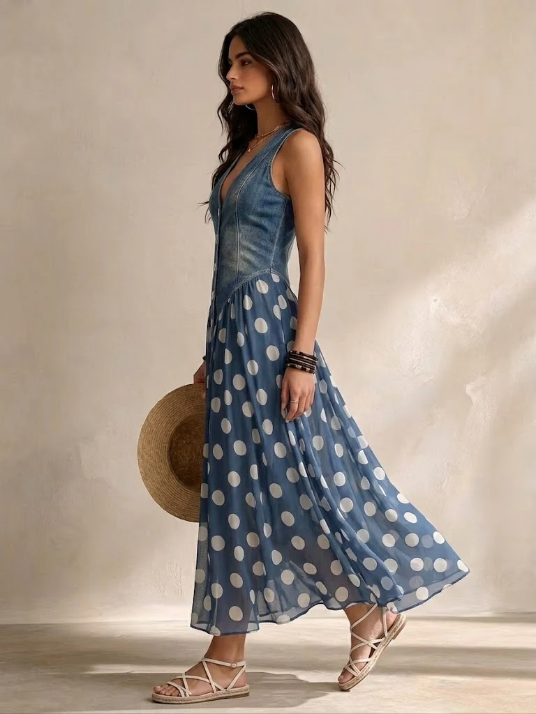 Bianca | Midi Jurk in met Stippen