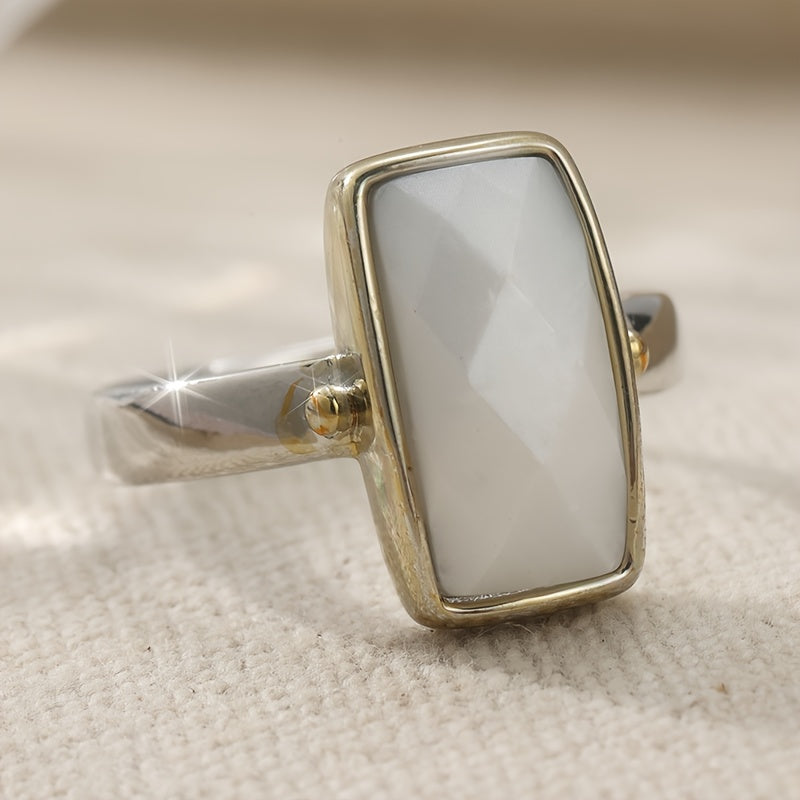 Vintage Bohemian Geometrische Maansteenring