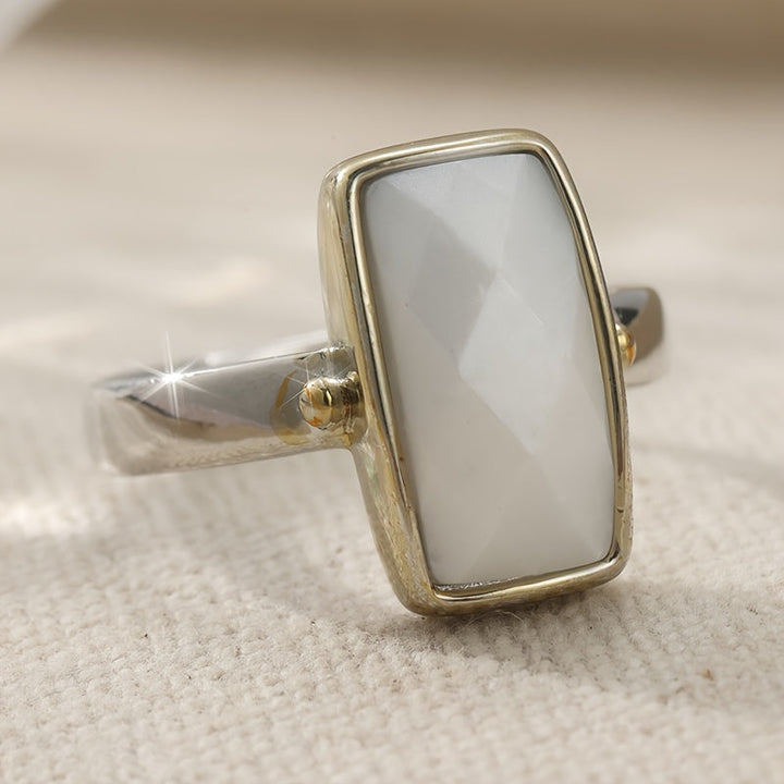 Vintage Bohemian Geometrische Maansteenring