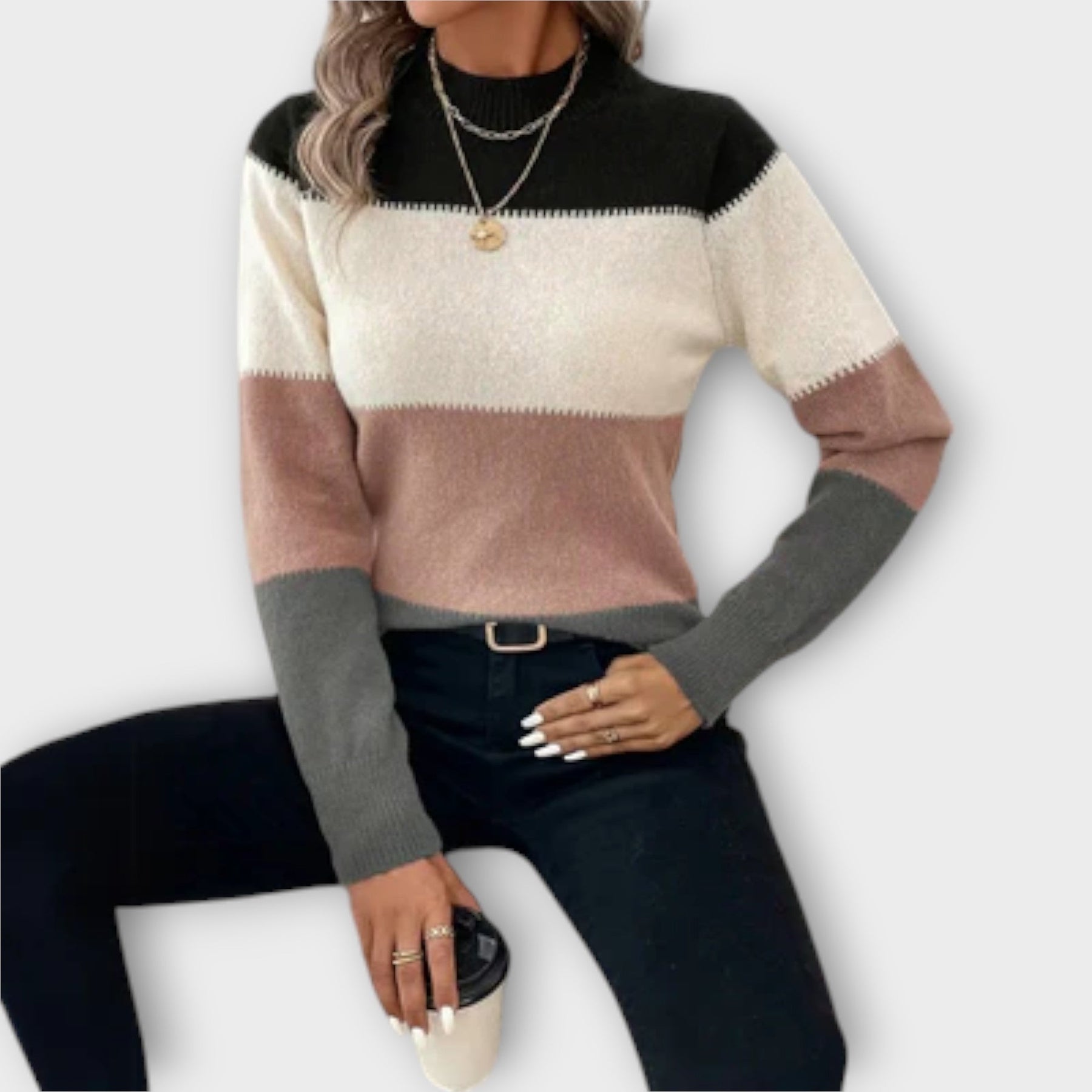 Roya | Gestreepte colorblock trui