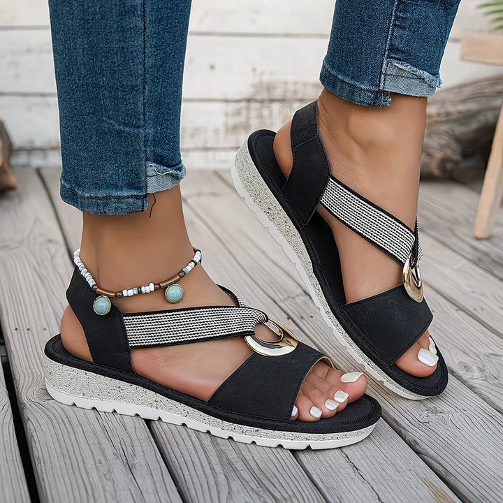 Marlenia | Platte Sandalen Met Metalen Gesp