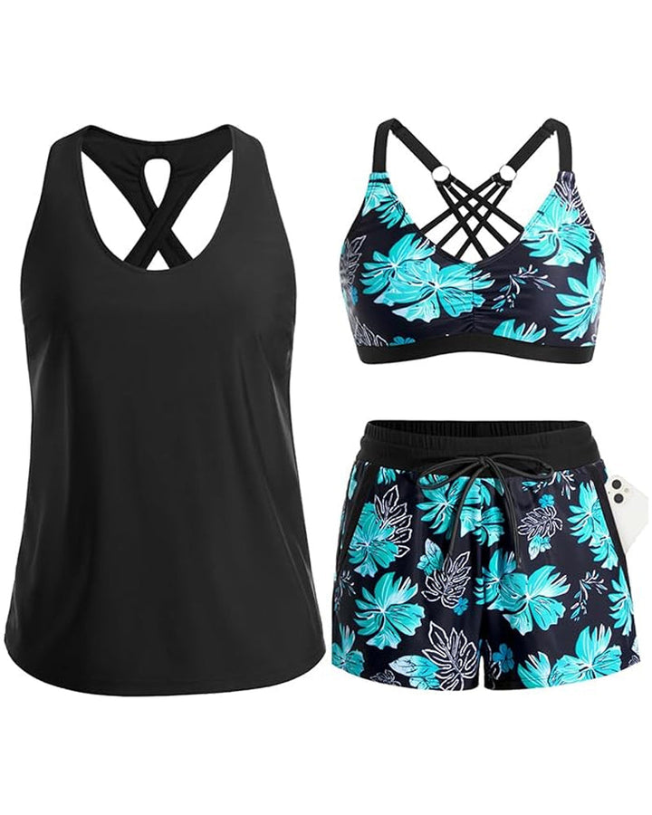 Mara | Drie-delig Tankini Bikini & Cover-Up Set