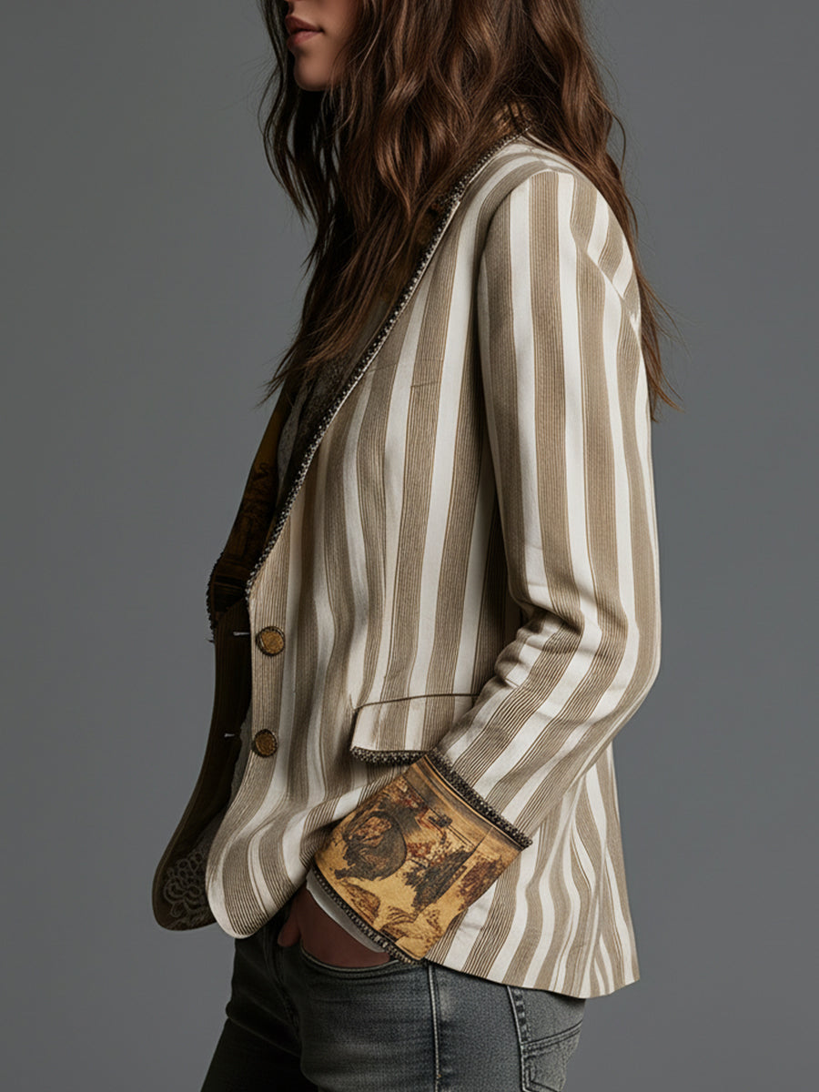Lima | Gestreepte bohemian blazer