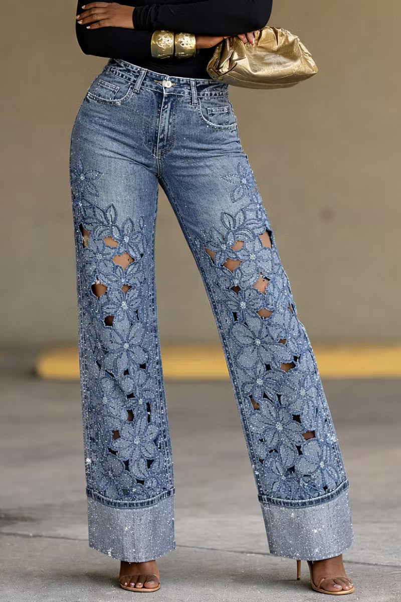 Mariel | Denim Bloom Broek