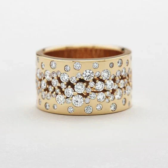 Vintage Sprankelende Zirkonia Gouden Plated Ring