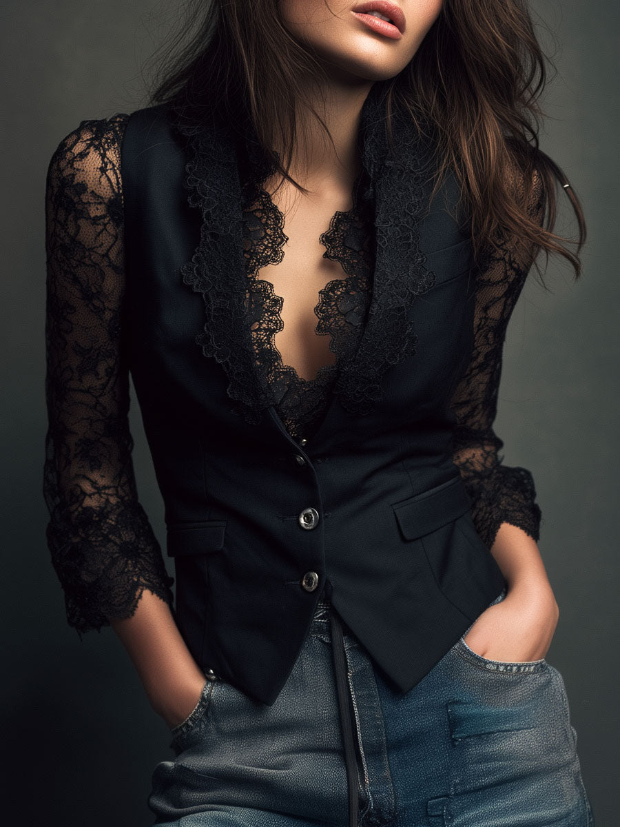 Jovanka | Elegante Blazer met kantdetails