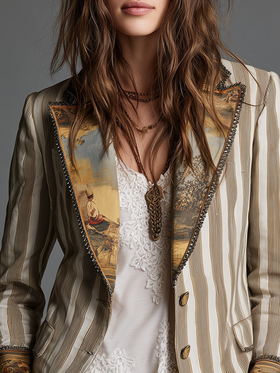 Lima | Gestreepte bohemian blazer