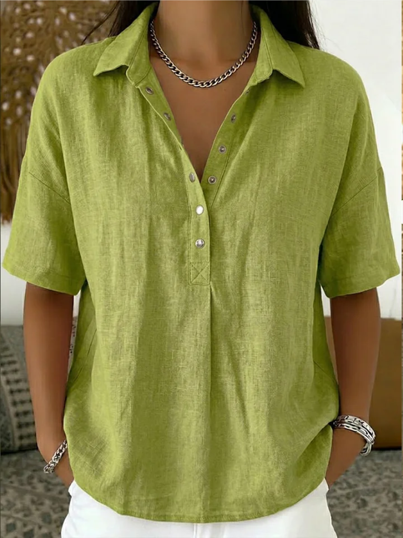 Laura | Blouse met Kraag en Knoopdetail