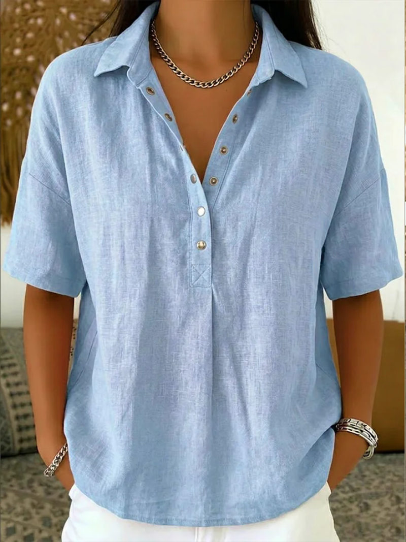 Laura | Blouse met Kraag en Knoopdetail
