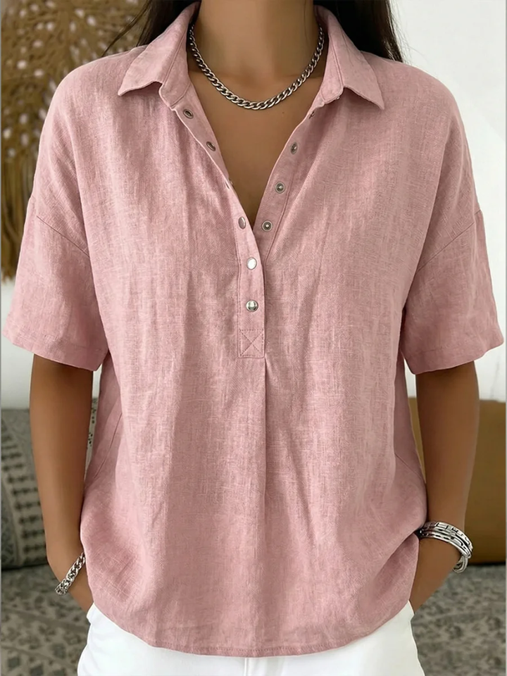 Laura | Blouse met Kraag en Knoopdetail