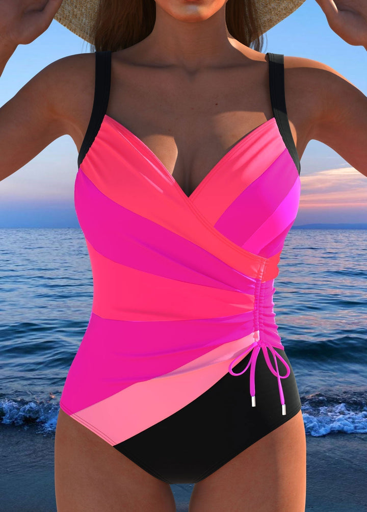 Luxueuze kruisbadpak met kleurrijke print