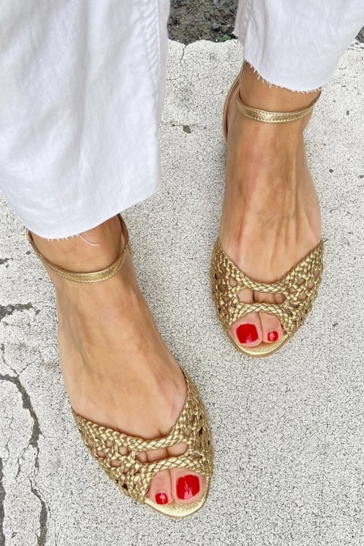 Isadora | Geweven Gouden Sandalen