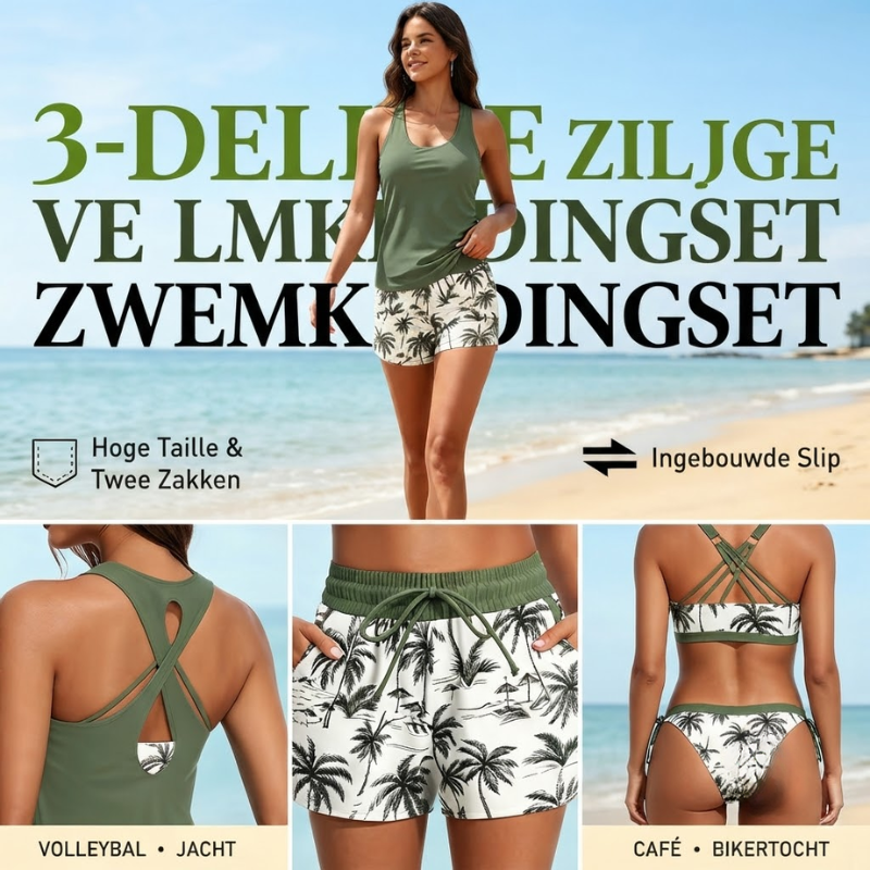 Mara | Drie-delig Tankini Bikini & Cover-Up Set
