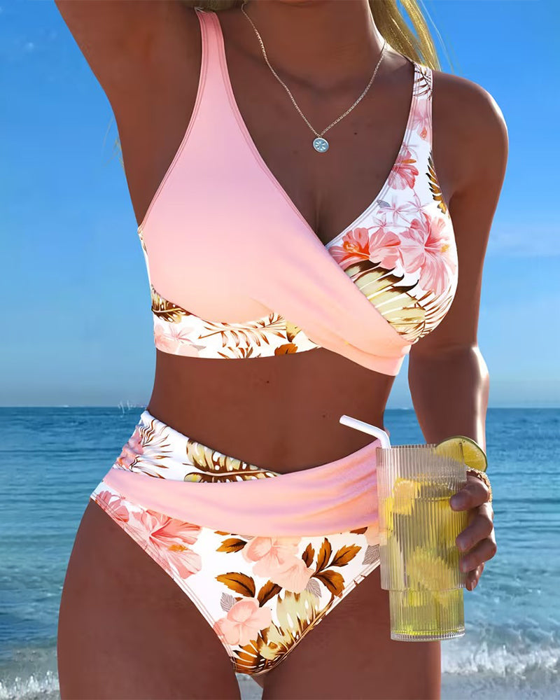 Jolina™ | Bloemige Contrast Split Bikini