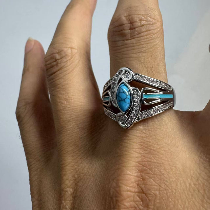 Elegante Boheemse Witte Gouden Vergulde Turquoise Ring