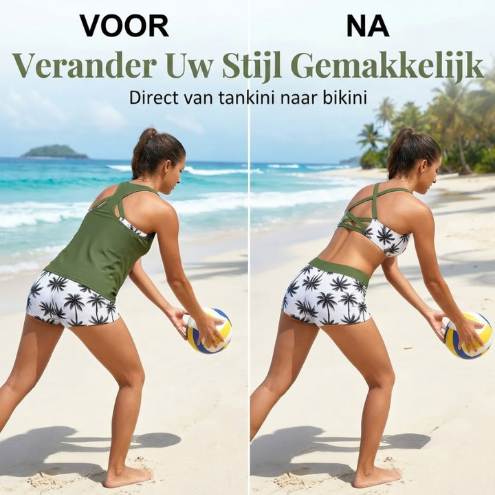 Mara | Drie-delig Tankini Bikini & Cover-Up Set