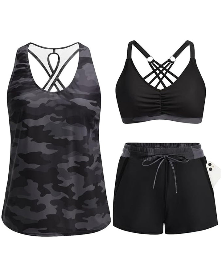 Mara | Drie-delig Tankini Bikini & Cover-Up Set