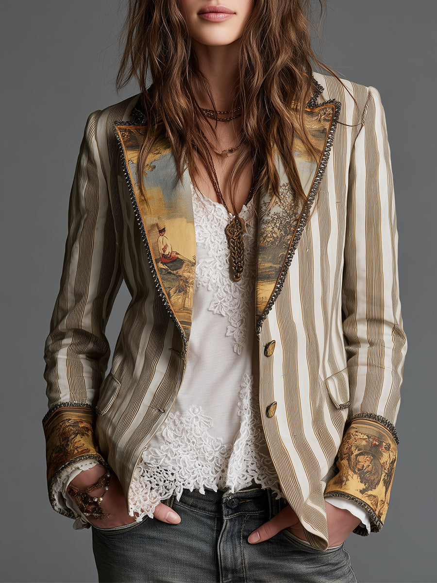 Lima | Gestreepte bohemian blazer