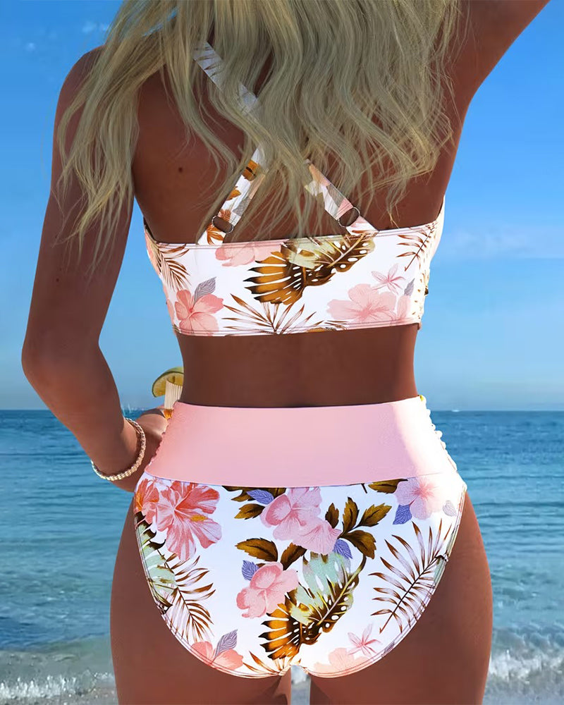 Jolina™ | Bloemige Contrast Split Bikini