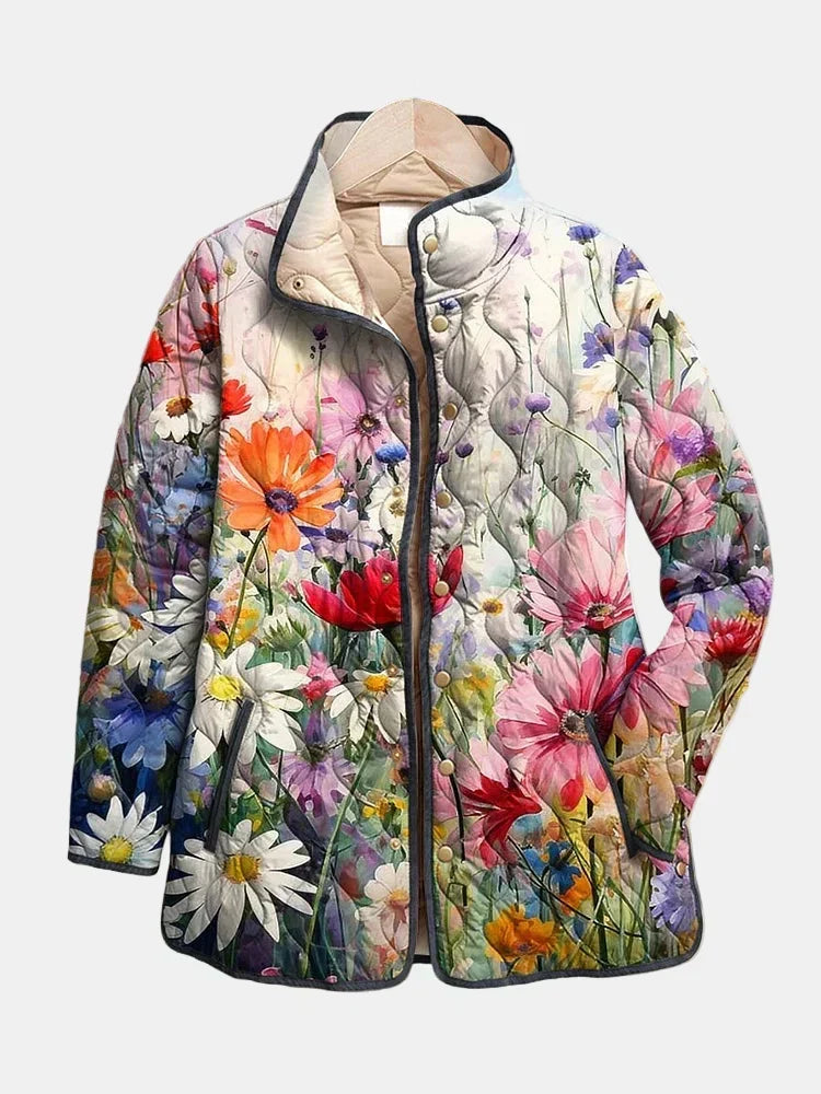 Joske | Bloemenprint gestepelde jasje