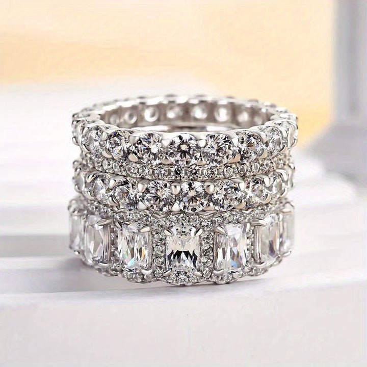 Classic Bridal Style 4-delige Stapelbare Zirkonia Ring Set
