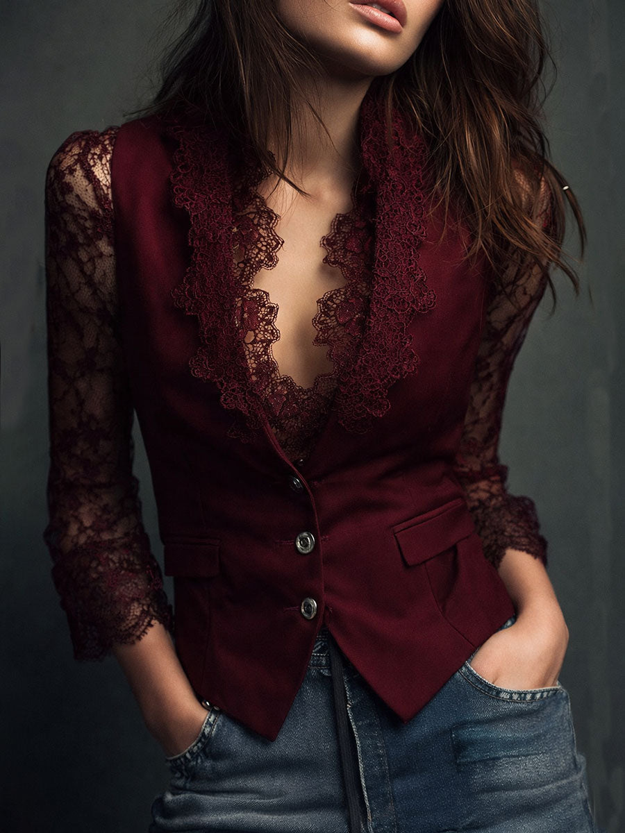 Jovanka | Elegante Blazer met kantdetails